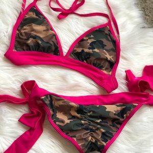 Camo and pink scrunch butt bikini  